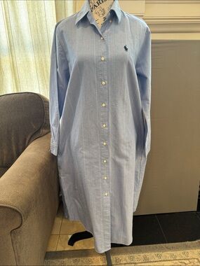 Ralph Lauren Light Blue Pinstripe Shirt Dress